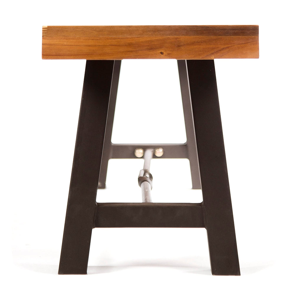 Acacia Wood Outdoor Bench with Metal Accents B298738
