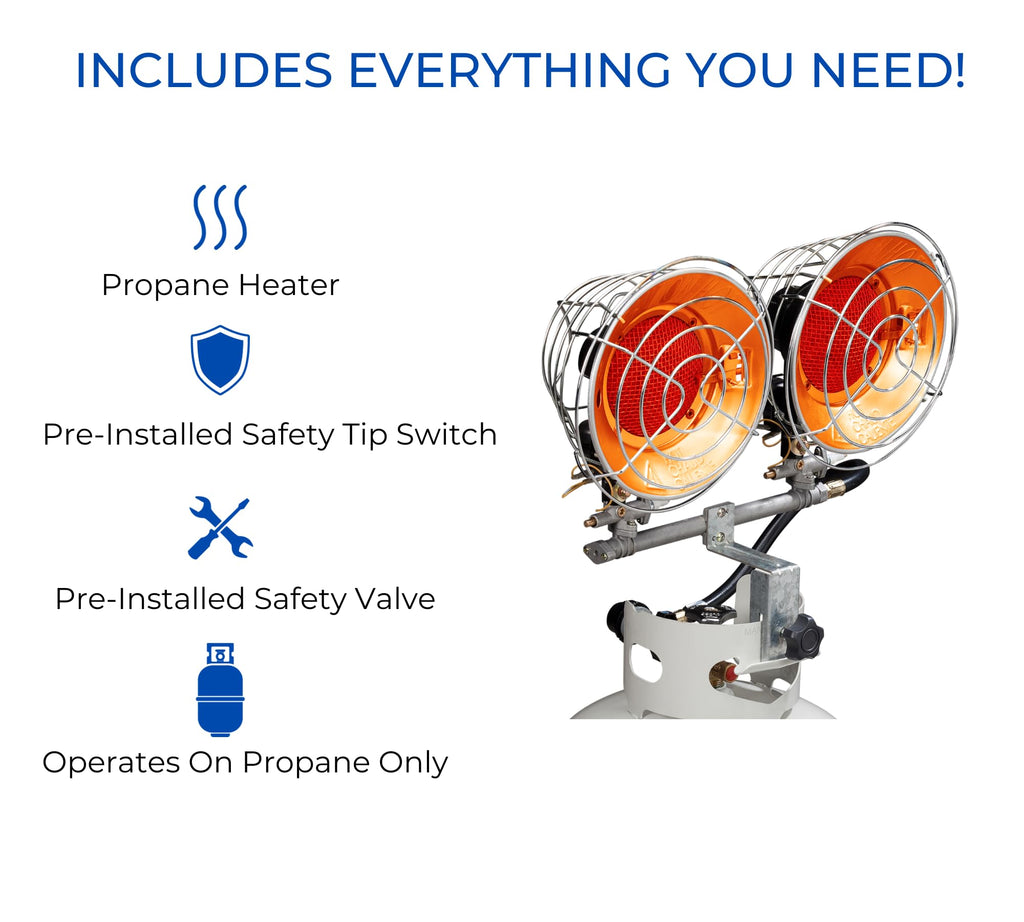 Infra-Red Double Burner 30,000 BTU Tank Top Outdoor Heater U7460