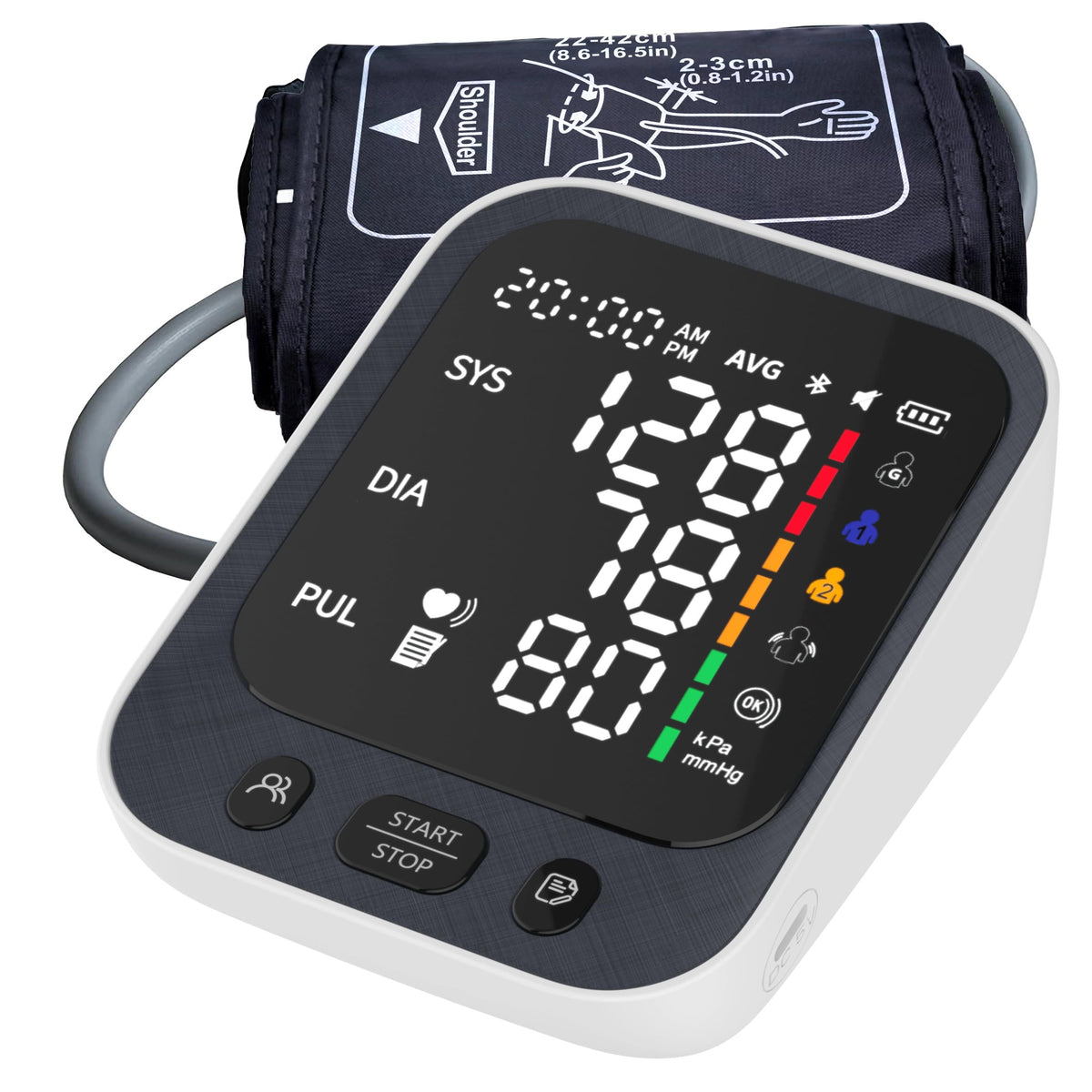 Automatic Upper Arm Blood Pressure Monitor with Large LED Screen and Adjustable Cuff J663772