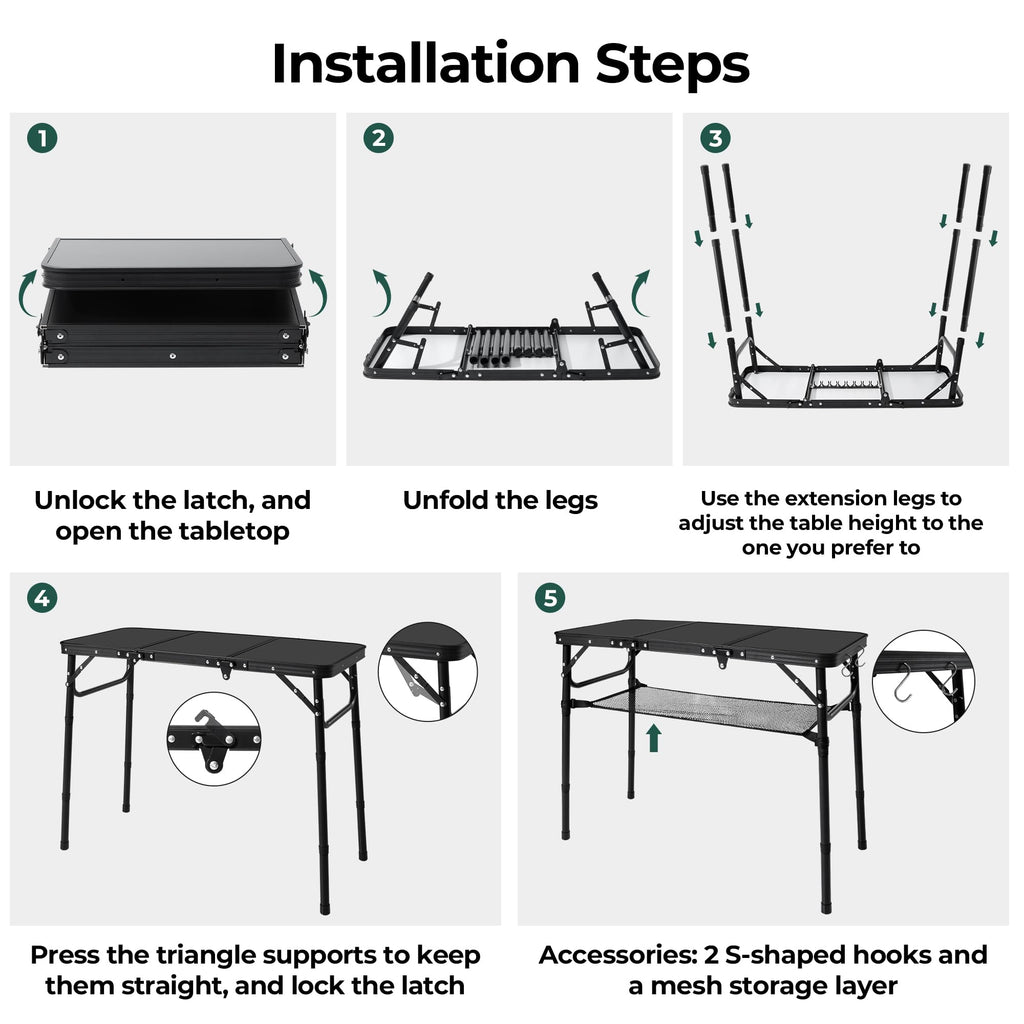 Folding Camping Table with Adjustable Height N6609