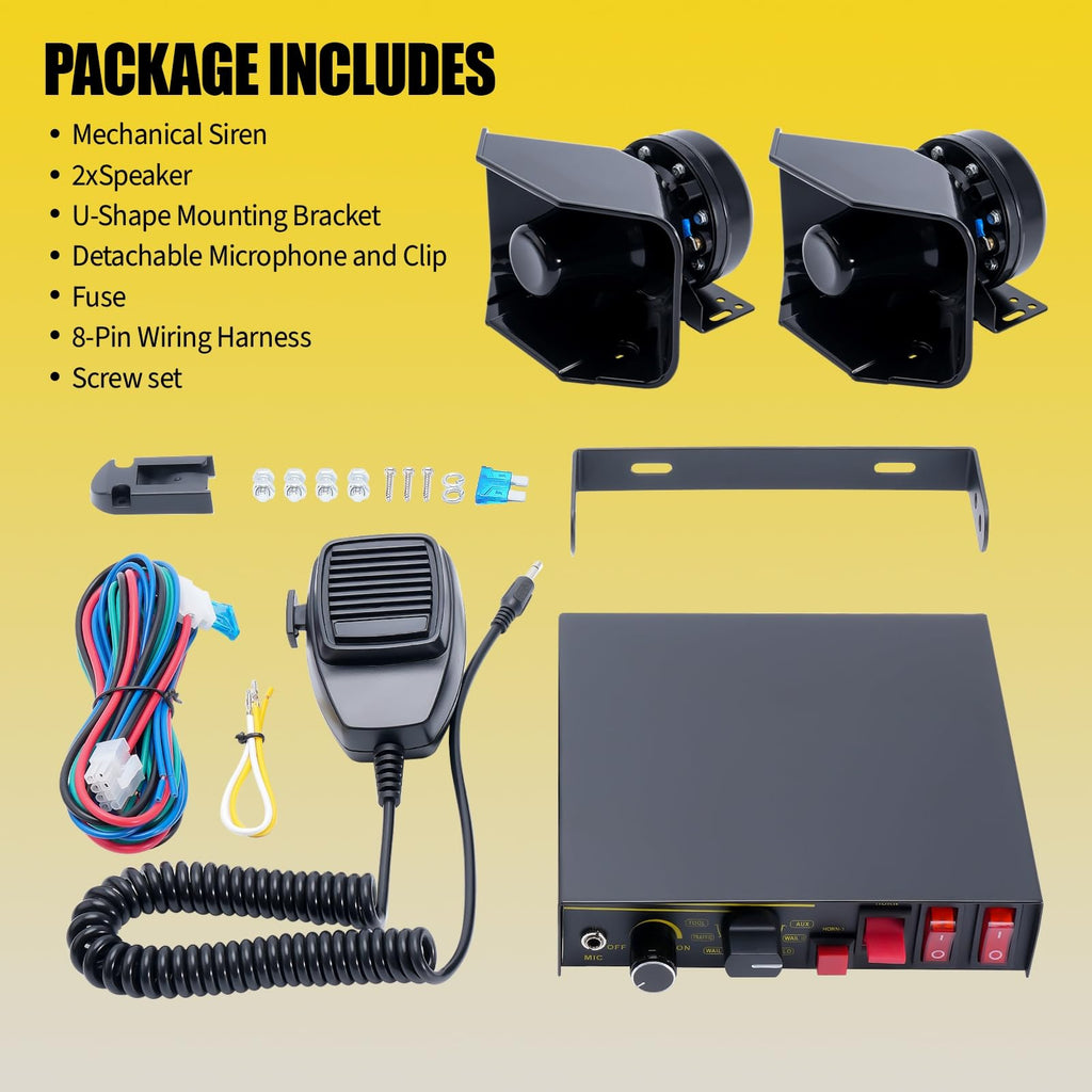 12V 400W 9 Tones Emergency Siren PA System with Microphone U244409