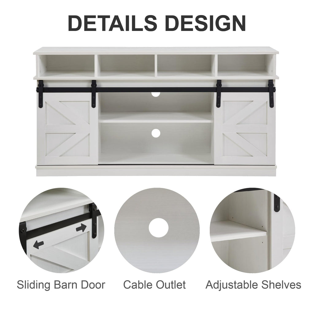 White Wood TV Stand with Adjustable Shelves G730
