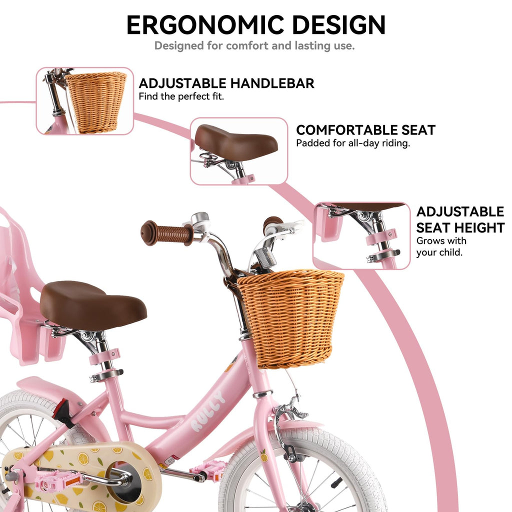 12 14 16 Inch Girls Bike with Training Wheels E81561