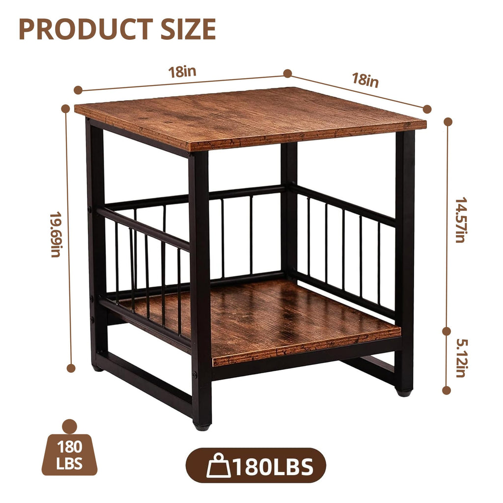 18” Square Side Table with Open Storage Shelf M92096