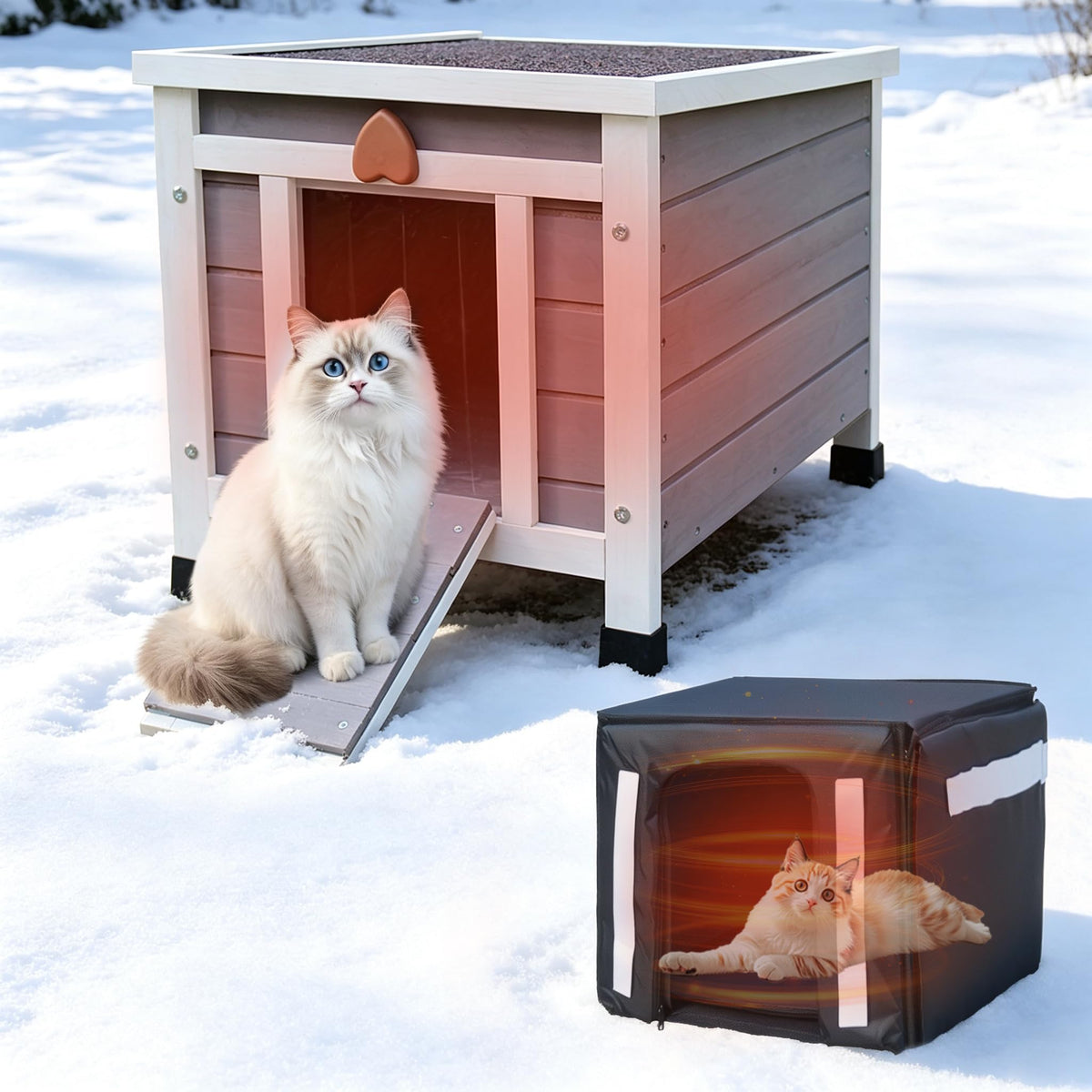 Insulated Outdoor Cat House with Liner B377