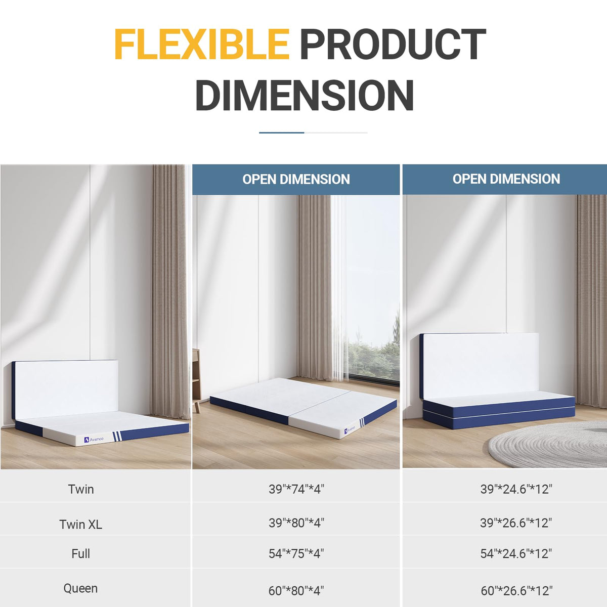 Foldable Memory Foam Mattress Topper Twin 4 Inch I486686