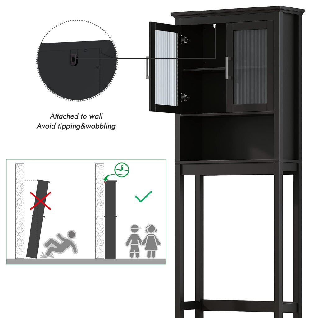 Over the Toilet Storage Cabinet with Glass Doors T807324