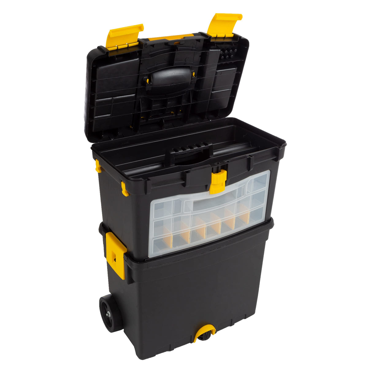 Rolling Tool Box with Wheels, Foldable Handle, and Removable Top C3820