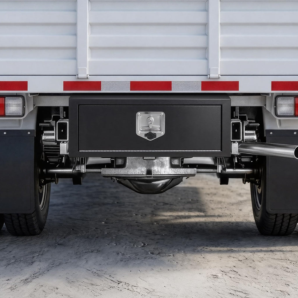 Underbody Truck Tool Box 27 x 10 x 10 Inch Heavy Duty Steel with Lock & Keys Black M175