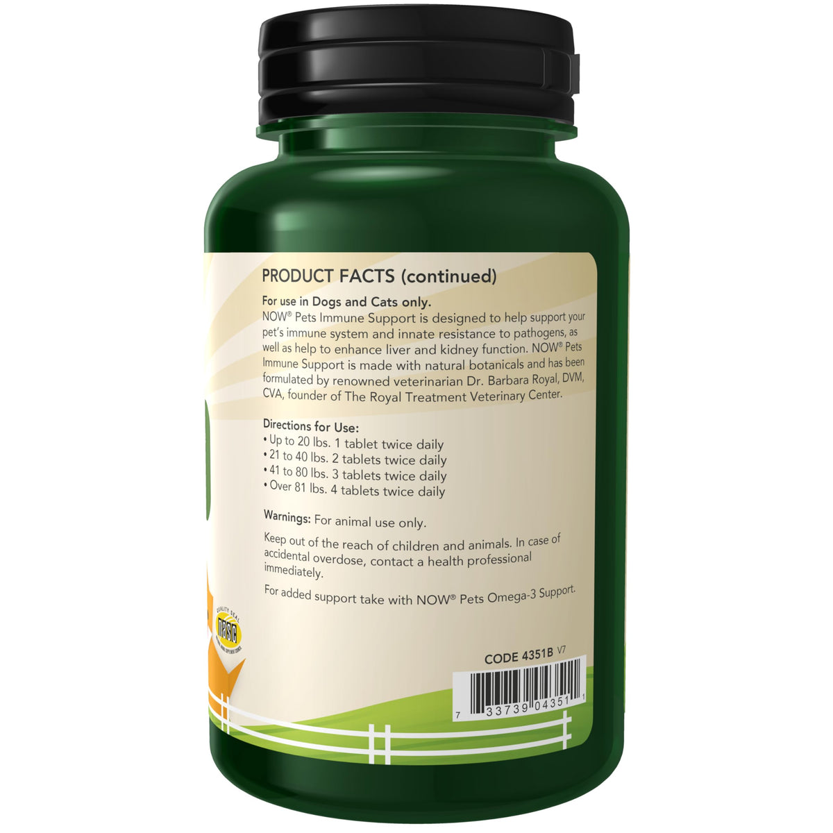 Immune Support Supplement for Cats & Dogs 90 Chewable Tablets O601173