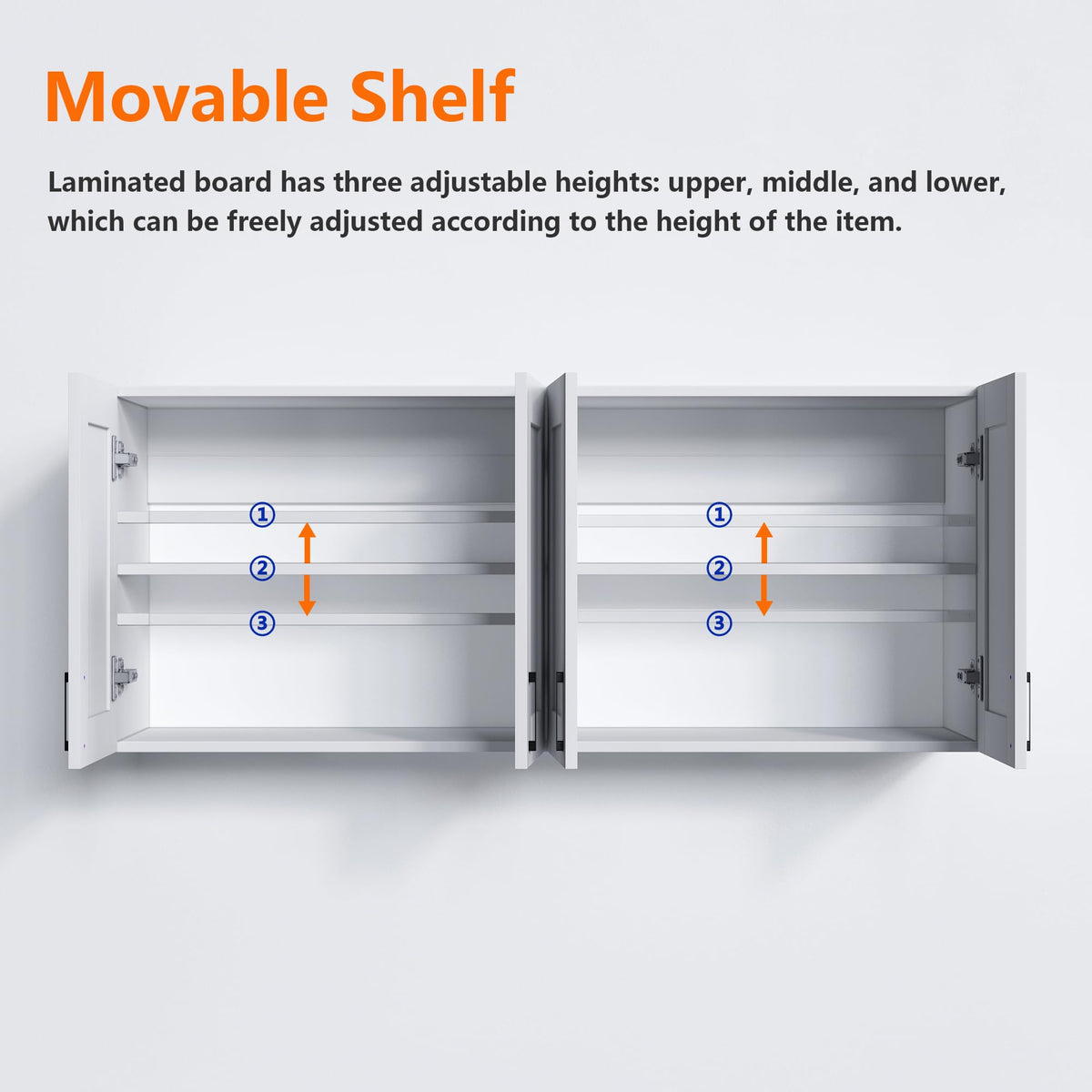 White Laundry Room Cabinets and Storage with 4 Doors and Adjustable Shelf G89698