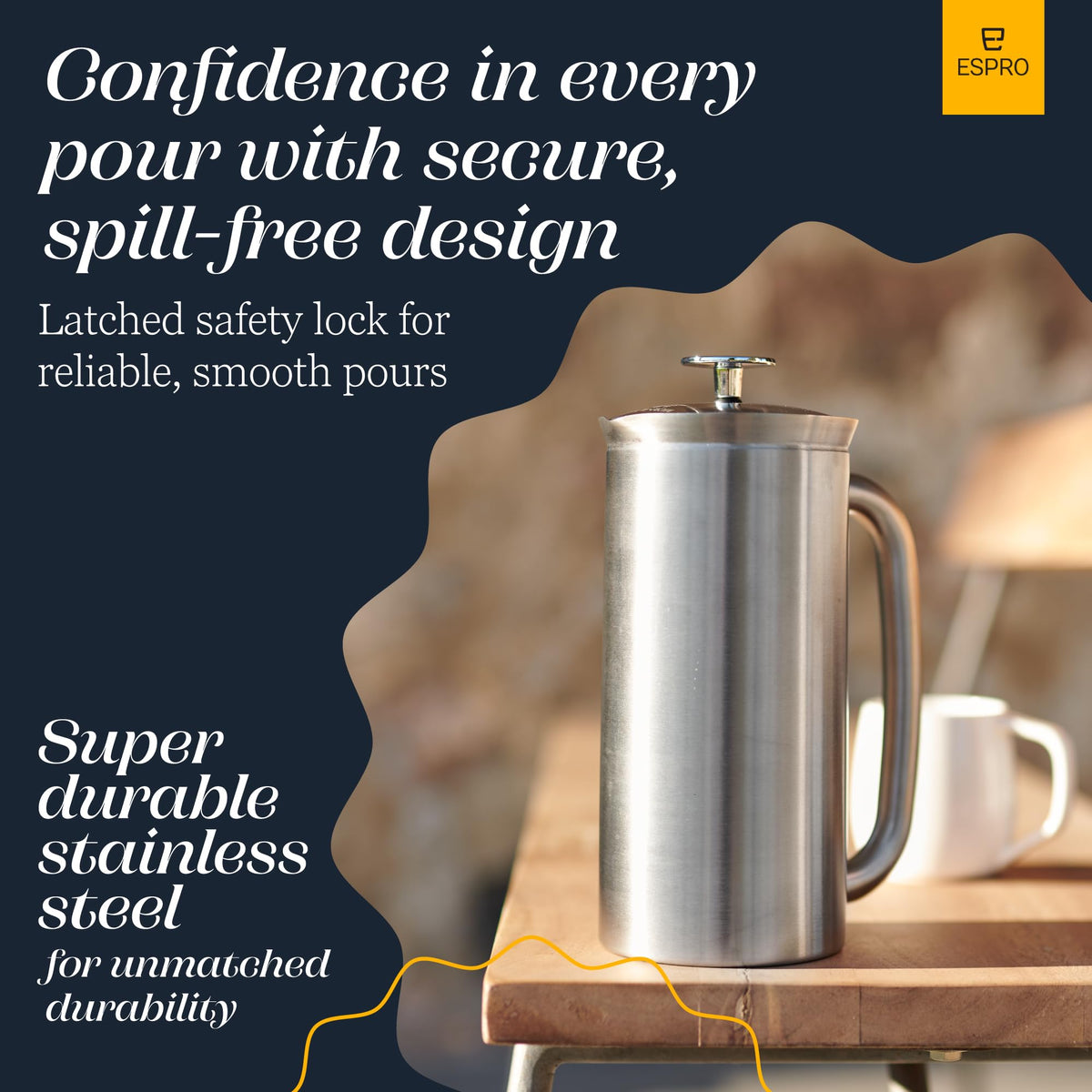 18oz Brushed Stainless Steel French Press R18243