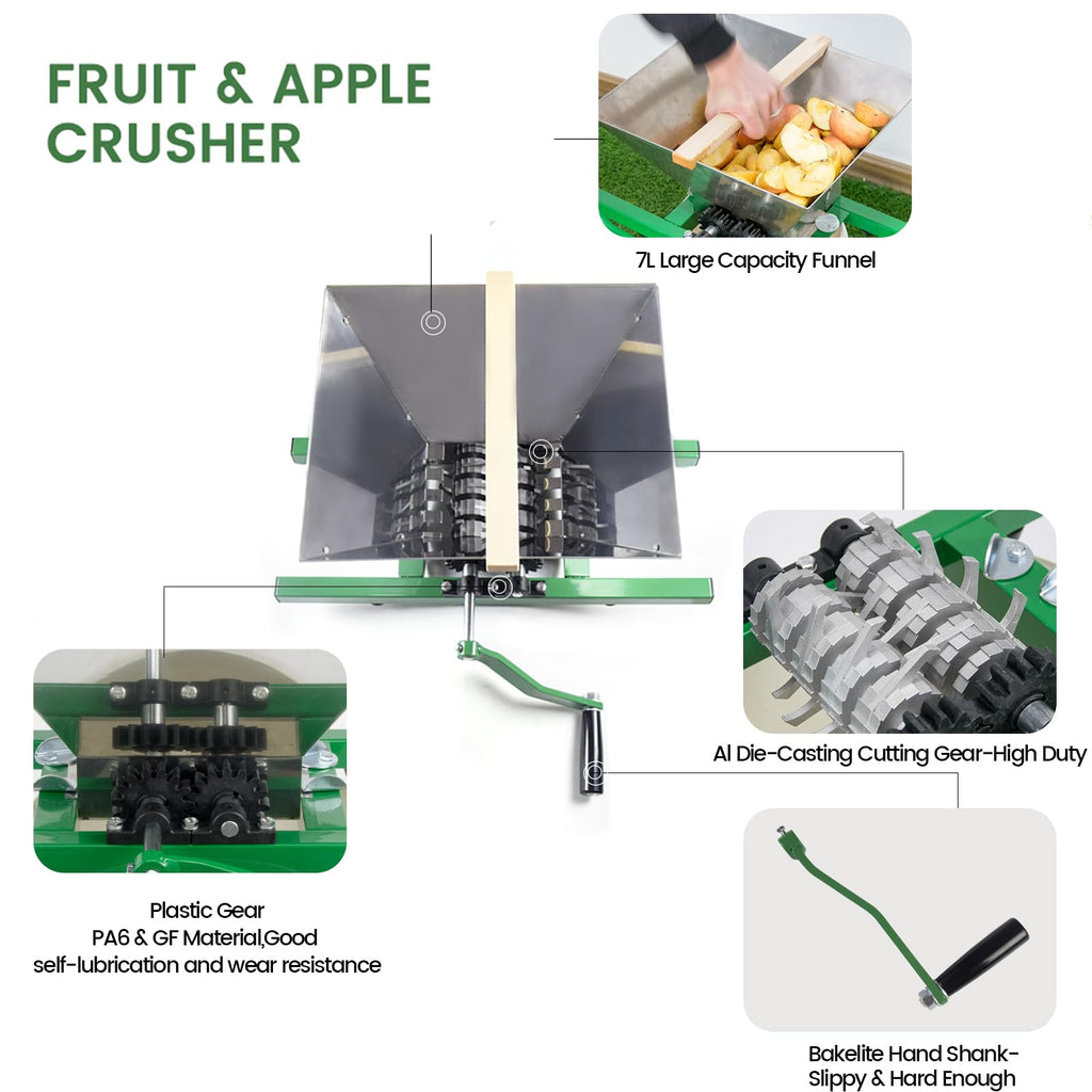 7L Manual Juicer Grinder Stainless Steel 1.8 Gallon Green S300335