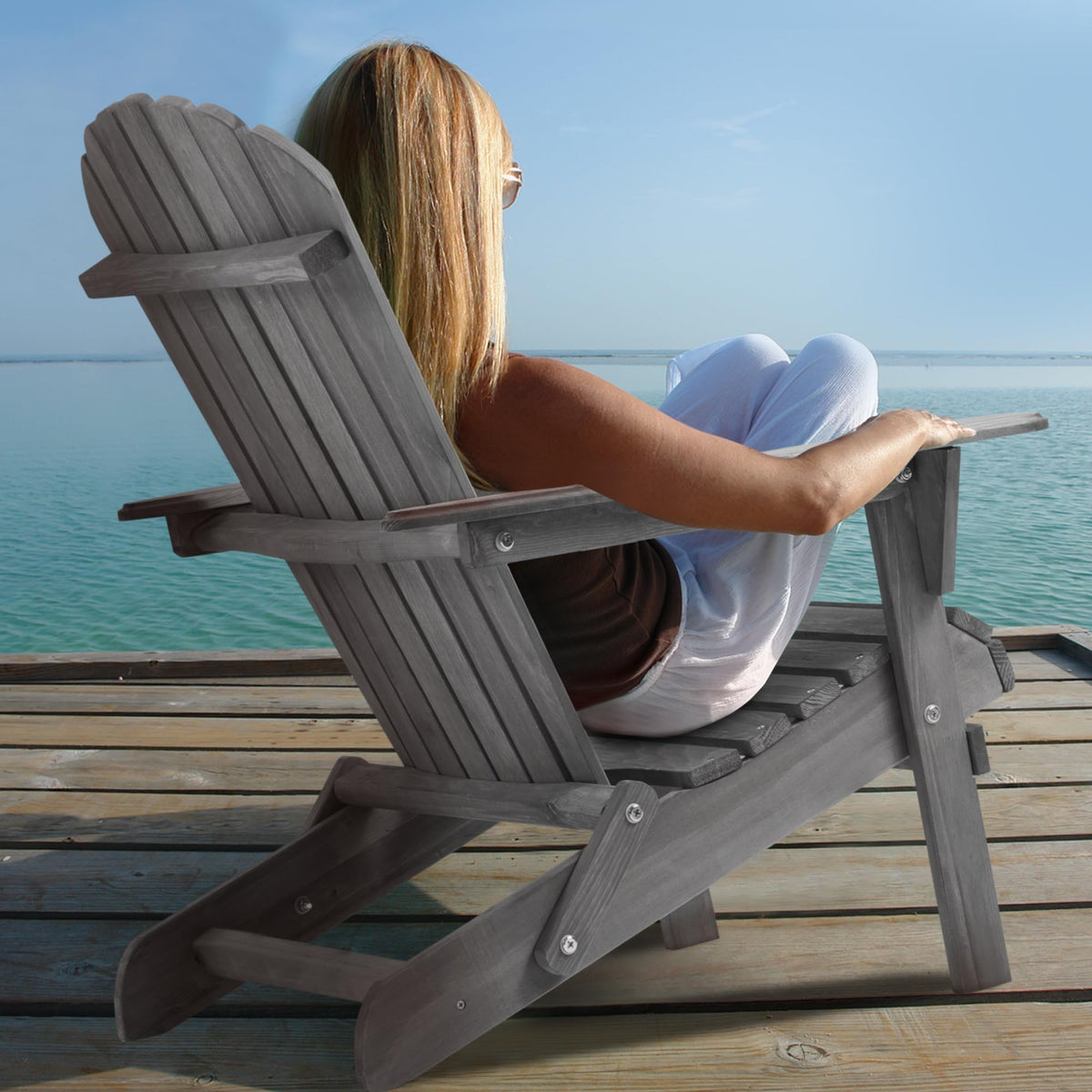 Solid Cedar Wood Adirondack Chairs Set of 2 J64714