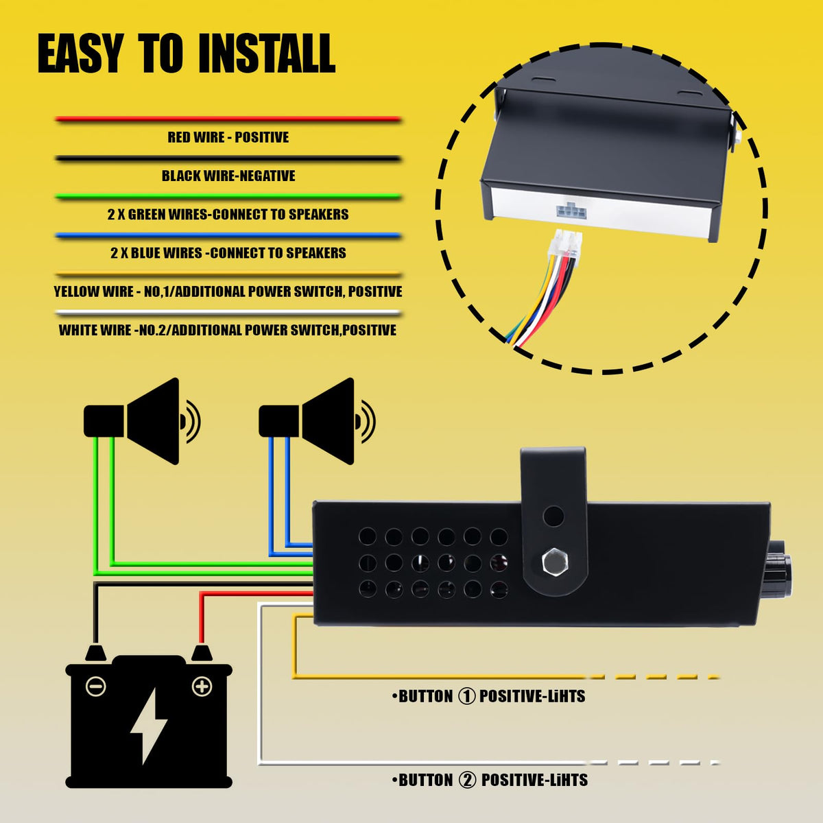 12V 400W 9 Tones Emergency Siren PA System with Microphone U244409