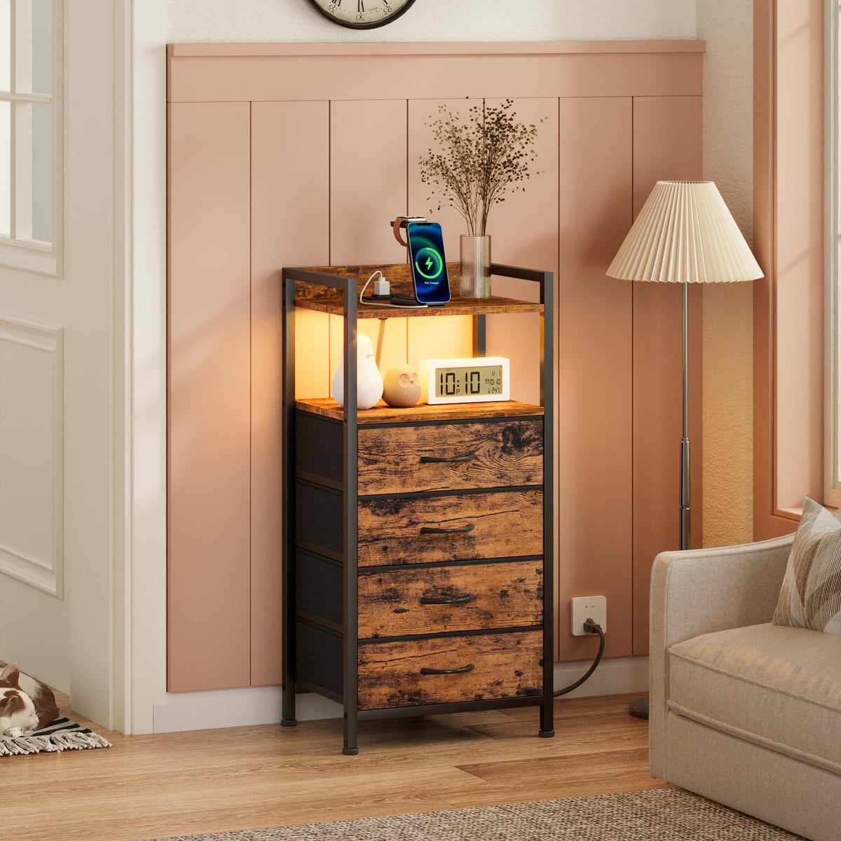 4 Drawer Night Stand with Charging Station W16731