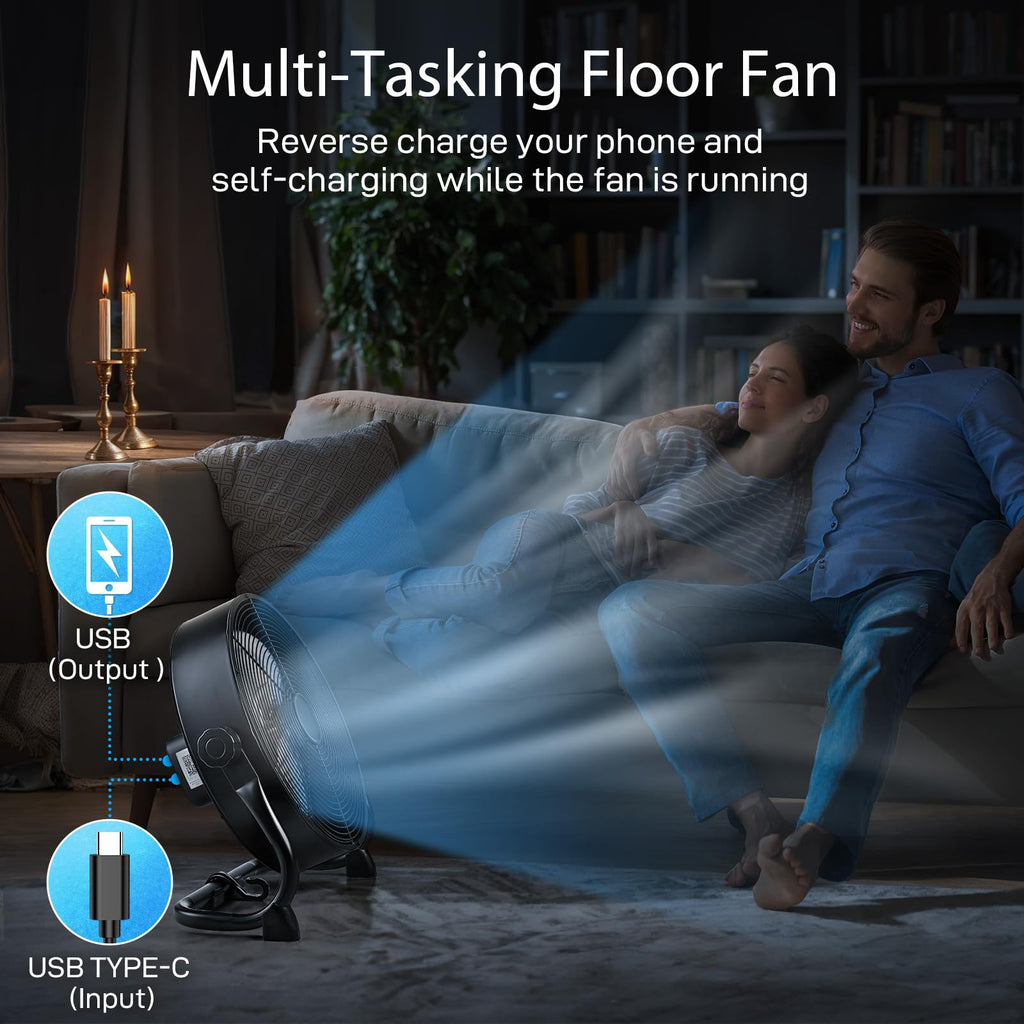 12" Rechargeable Battery Powered Portable Outdoor Fan J371