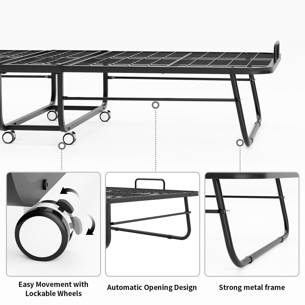 Folding Bed with Mattress 75''x31'' 5 Inch Memory Foam Metal Frame F577