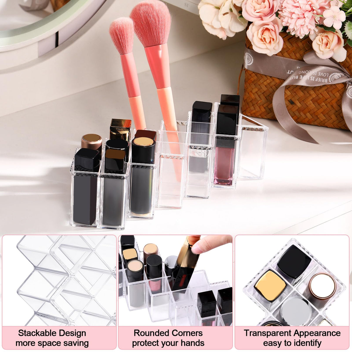 4 Pack 64 Slots Acrylic Lipstick Organizer B745