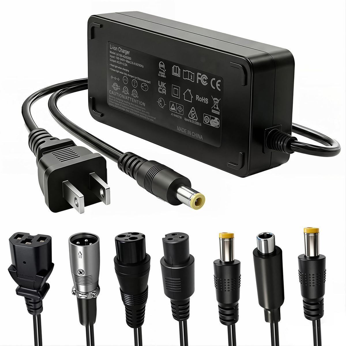 42V 2A Electric Scooter Charger with 7 in 1 Plugs L643