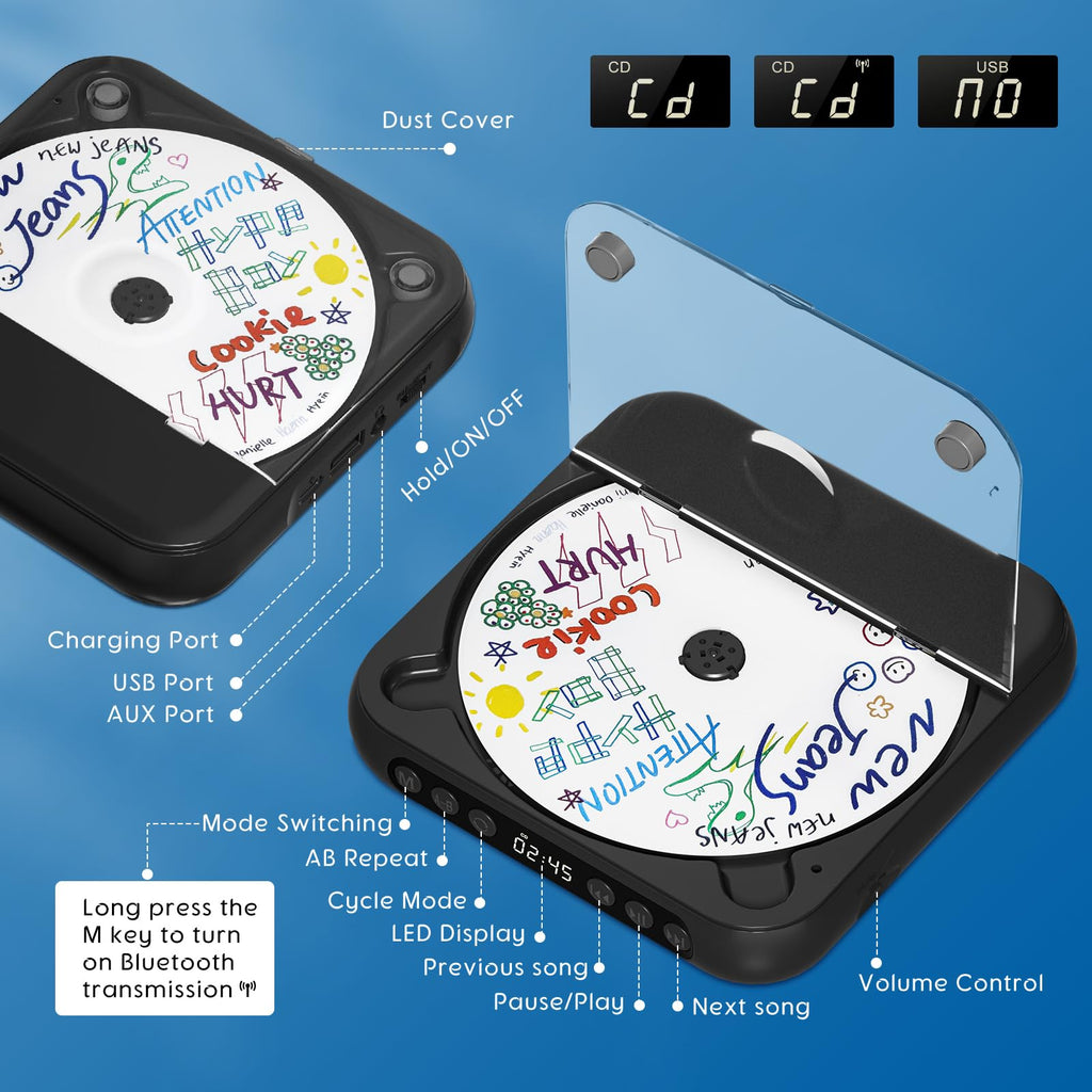 Black Portable Bluetooth CD Player G80244