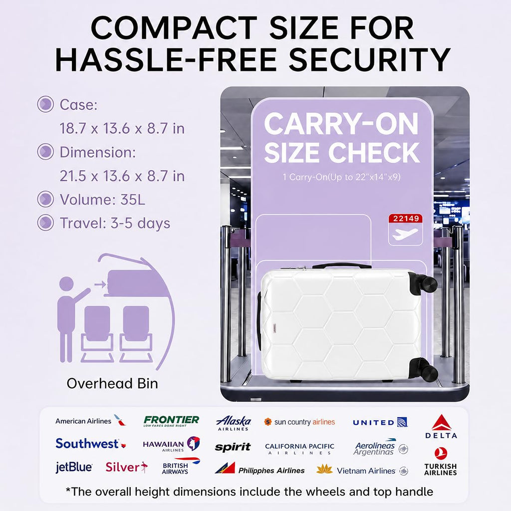 20 Inch Hardshell Expandable Carry On Luggage with TSA Lock M603