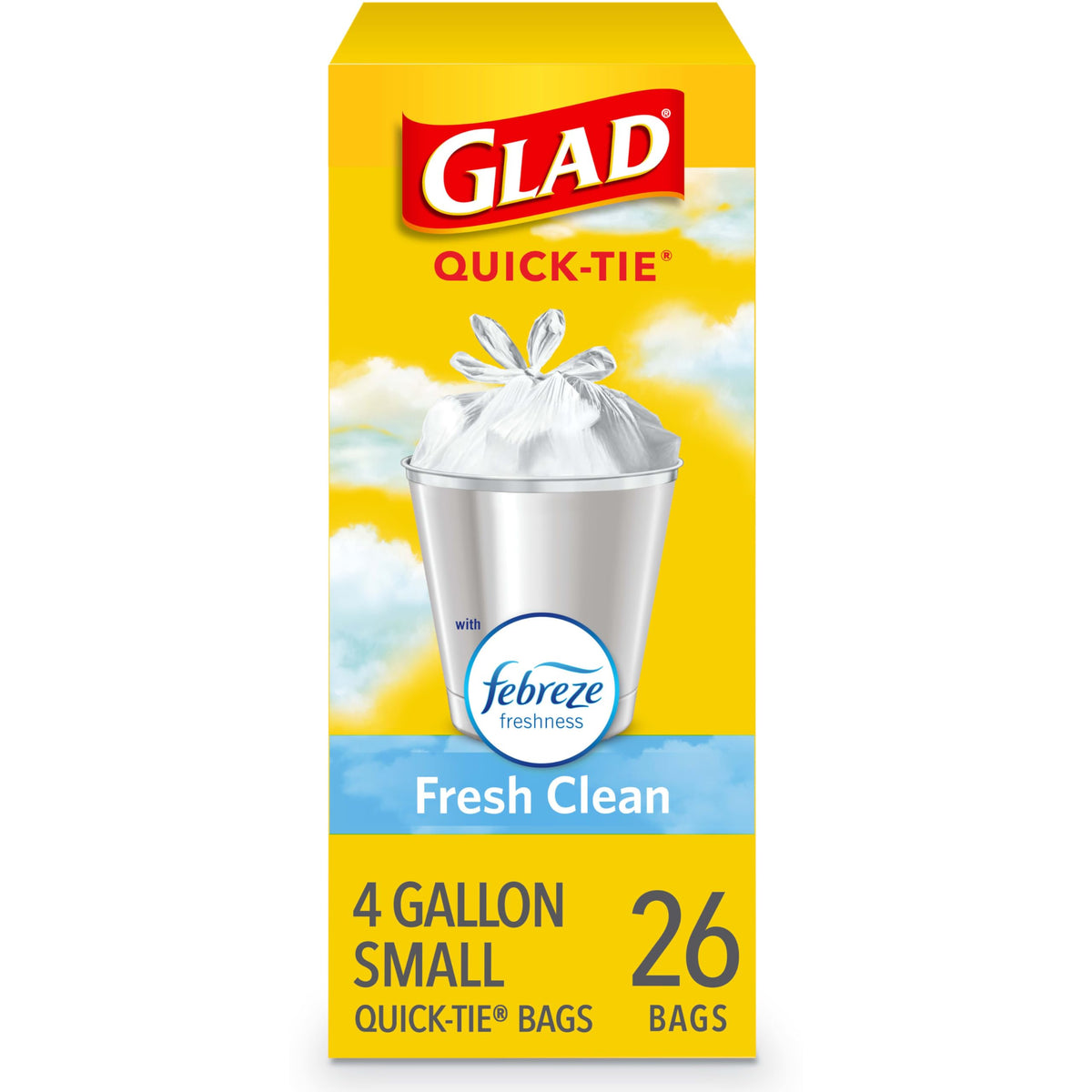 4 Gallon Odor Resistant Quick Tie Trash Bags, 26 Count R142