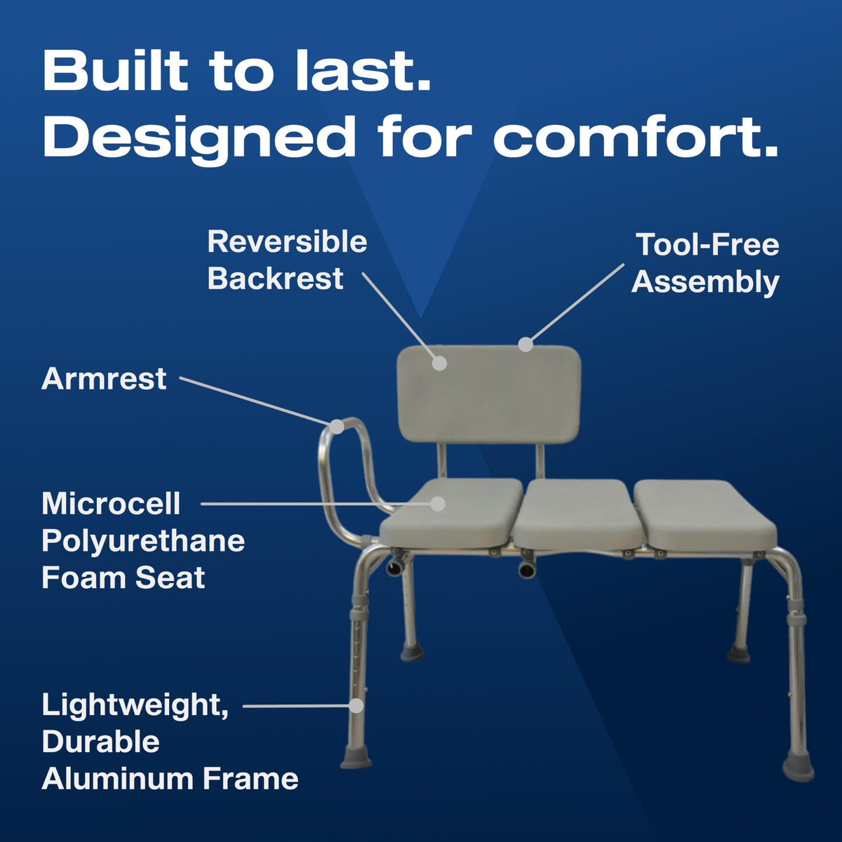Padded Transfer Bench 300 lbs Capacity Height Adjustable B1462