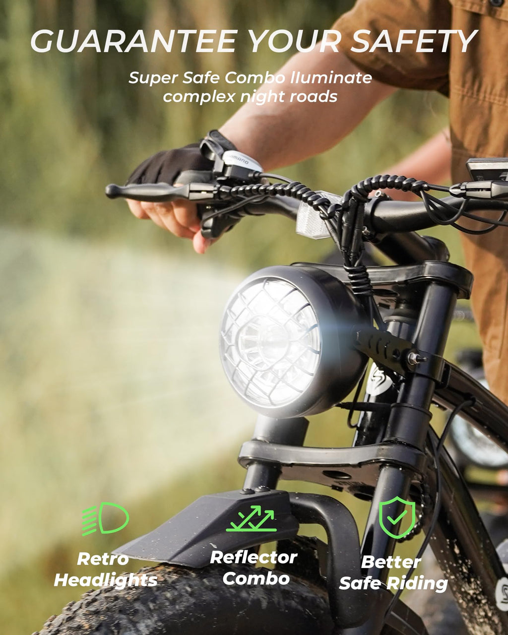 1000W Peak Motor 70 Miles Fat Tire Electric Bike V936