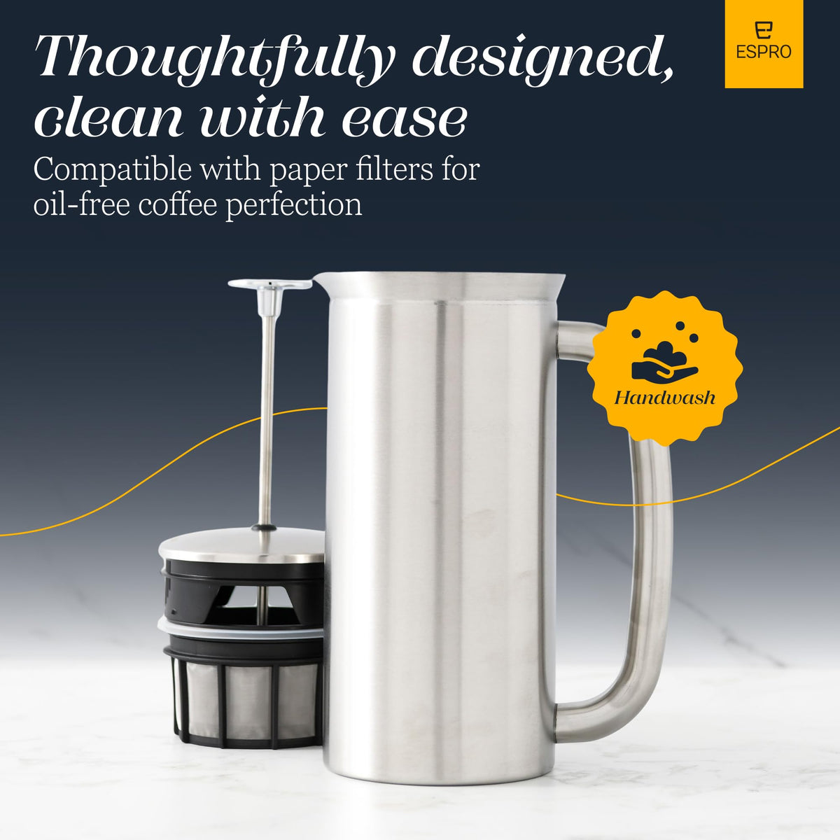 18oz Brushed Stainless Steel French Press R18243
