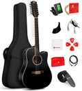 12 String Acoustic Electric Guitar Spruce Top Bone Nut Black Matte L750