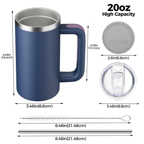20oz Insulated Coffee Mug With Handle Ocean Blue M372
