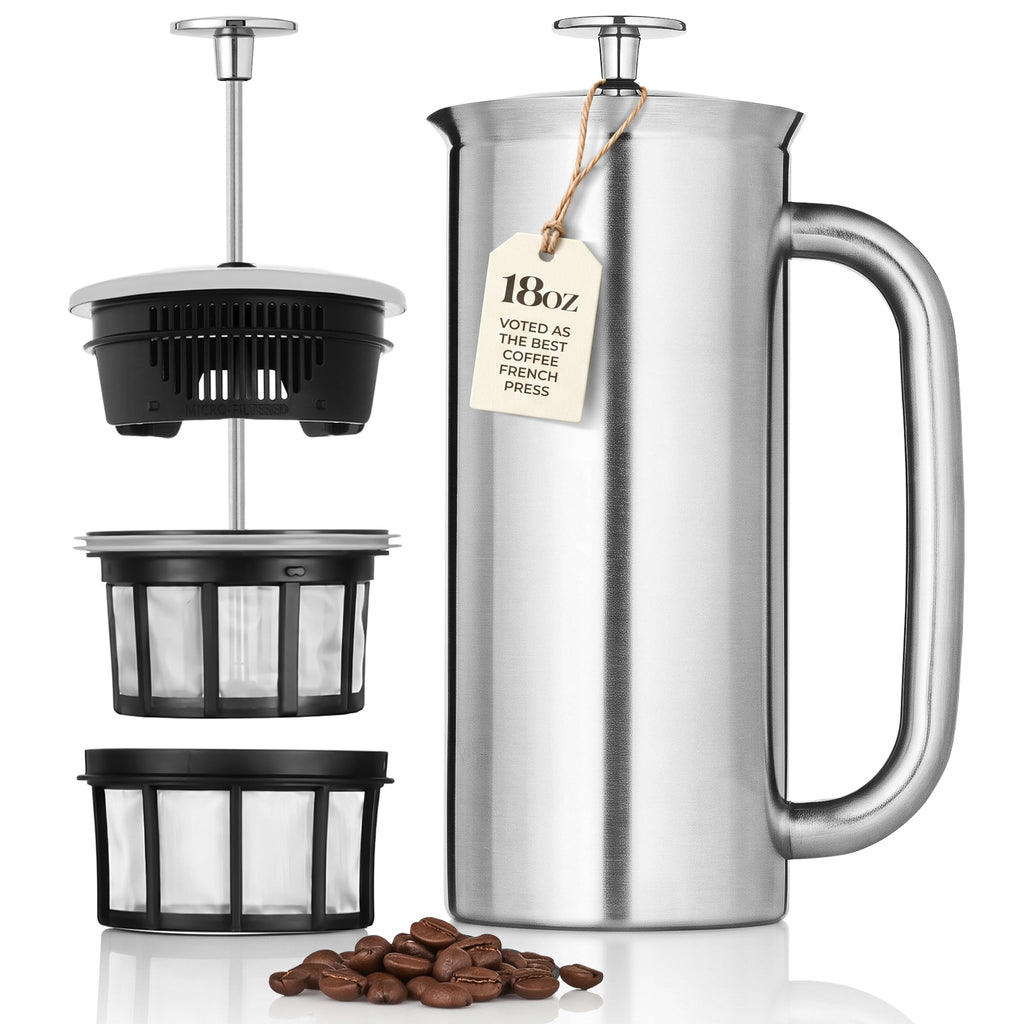 18oz Brushed Stainless Steel French Press R18243