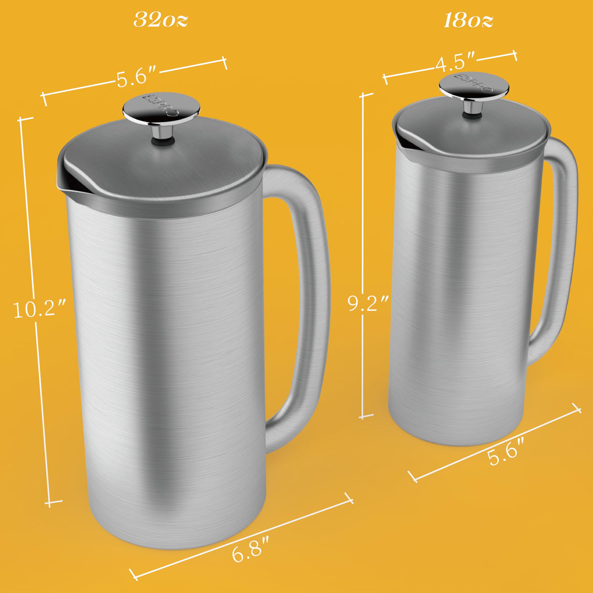 18oz Brushed Stainless Steel French Press R18243