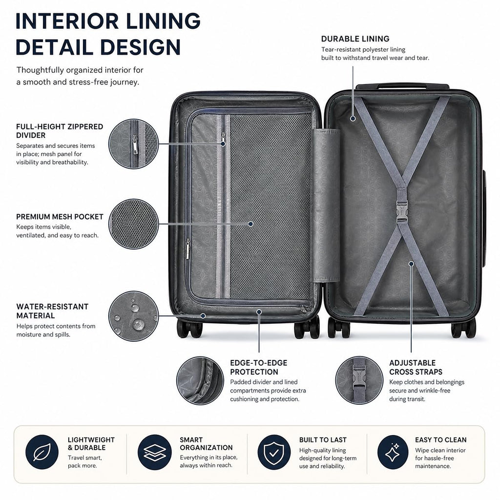20 Inch Hardshell Expandable Carry On Luggage with TSA Lock M603