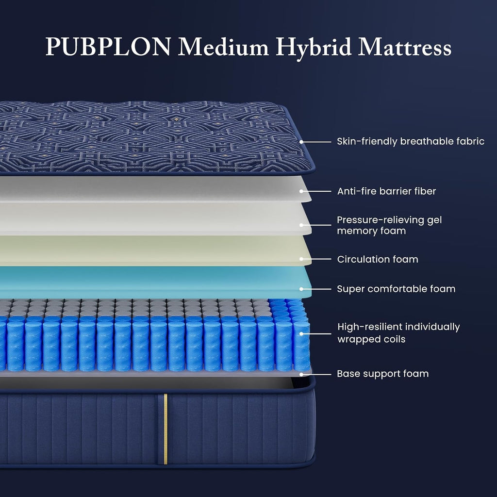 Full Size 12 Inch Medium Firm Gel Memory Foam Mattress O225530