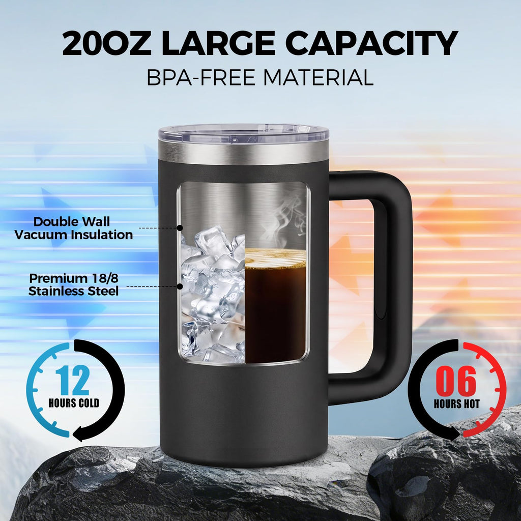 20oz Insulated Coffee Mug With Handle Ocean Blue M372