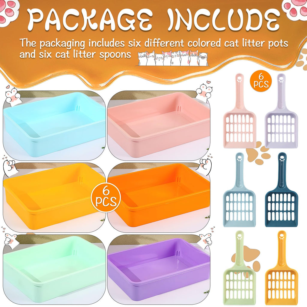 6 Pcs Plastic Kitten Litter Box Set with Scooper P589