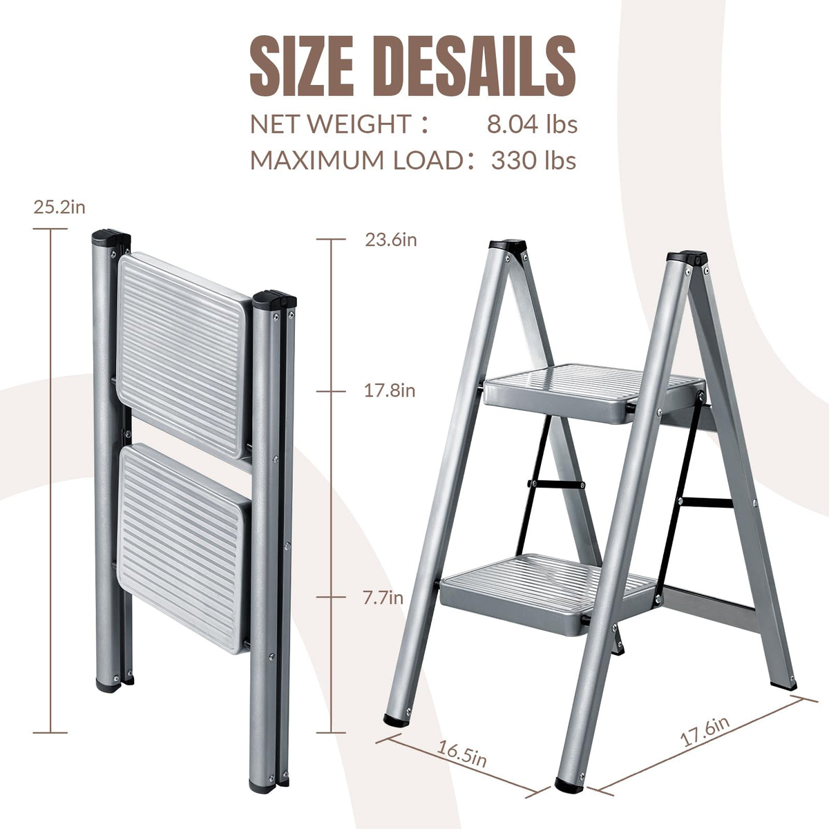 2 Step Steel Folding Step Stool L168361