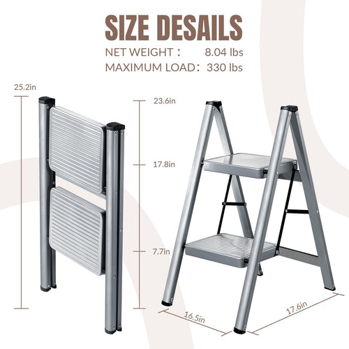 2 Step Steel Folding Step Stool L168361