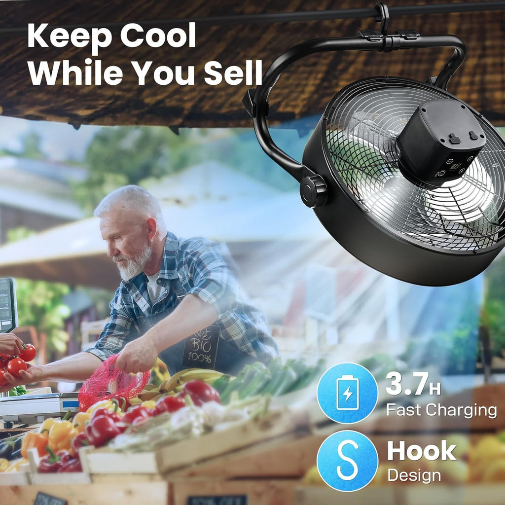 12" Rechargeable Battery Powered Portable Outdoor Fan J371