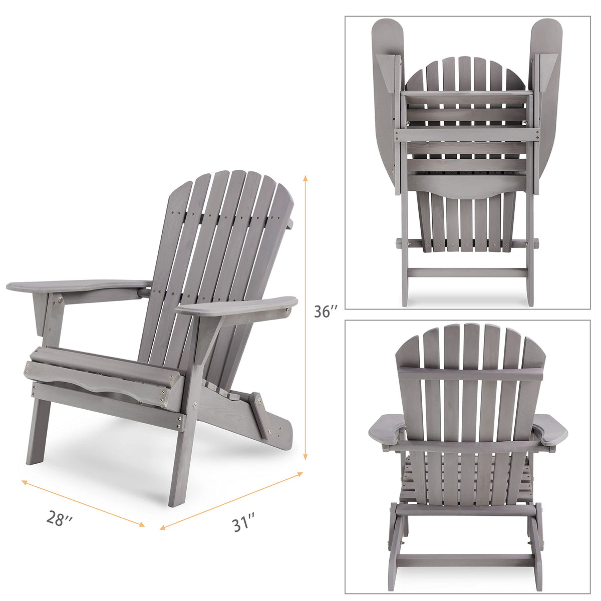 Solid Cedar Wood Adirondack Chairs Set of 2 J64714