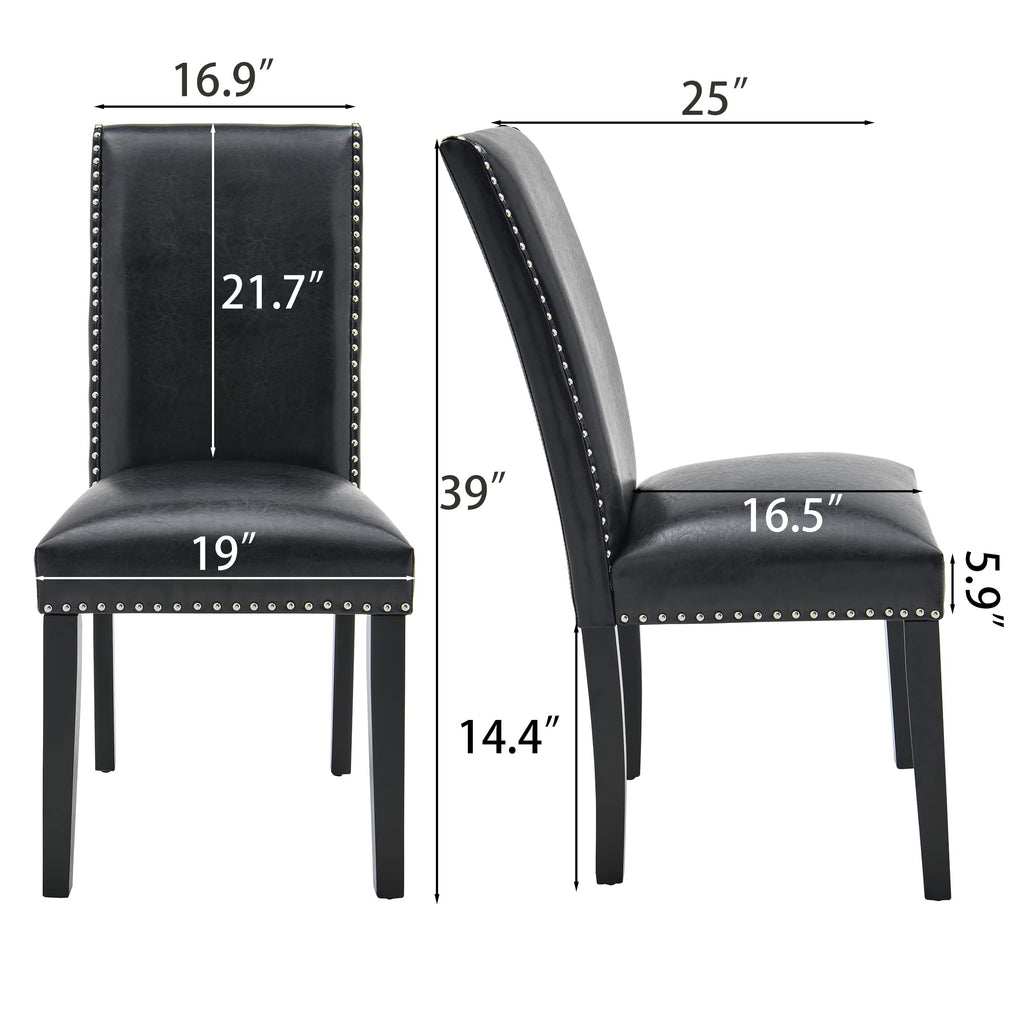 Black PU Dining Chairs Set of 2 D108