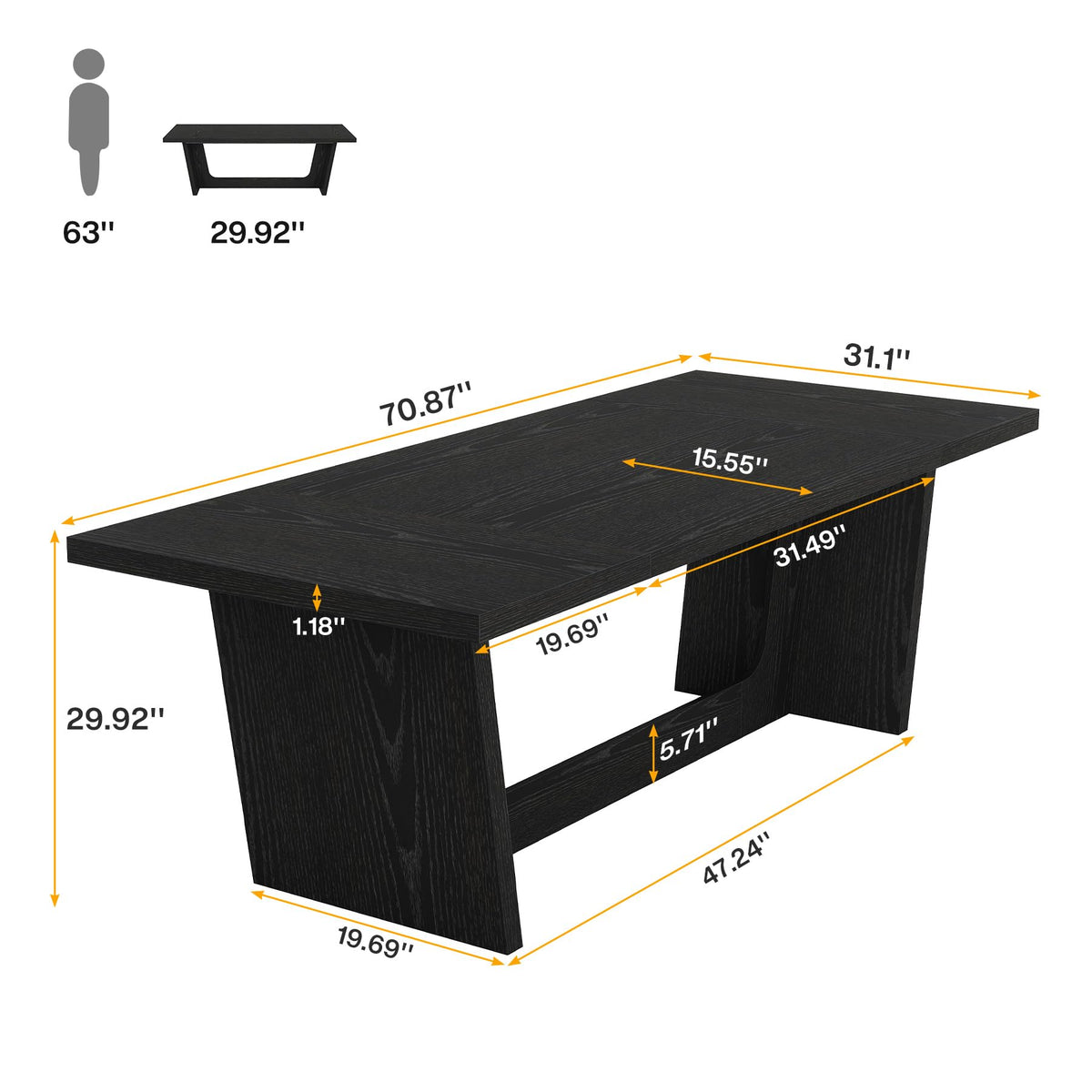 6 FT Rectangular Conference Table with Pedestal Base A337905