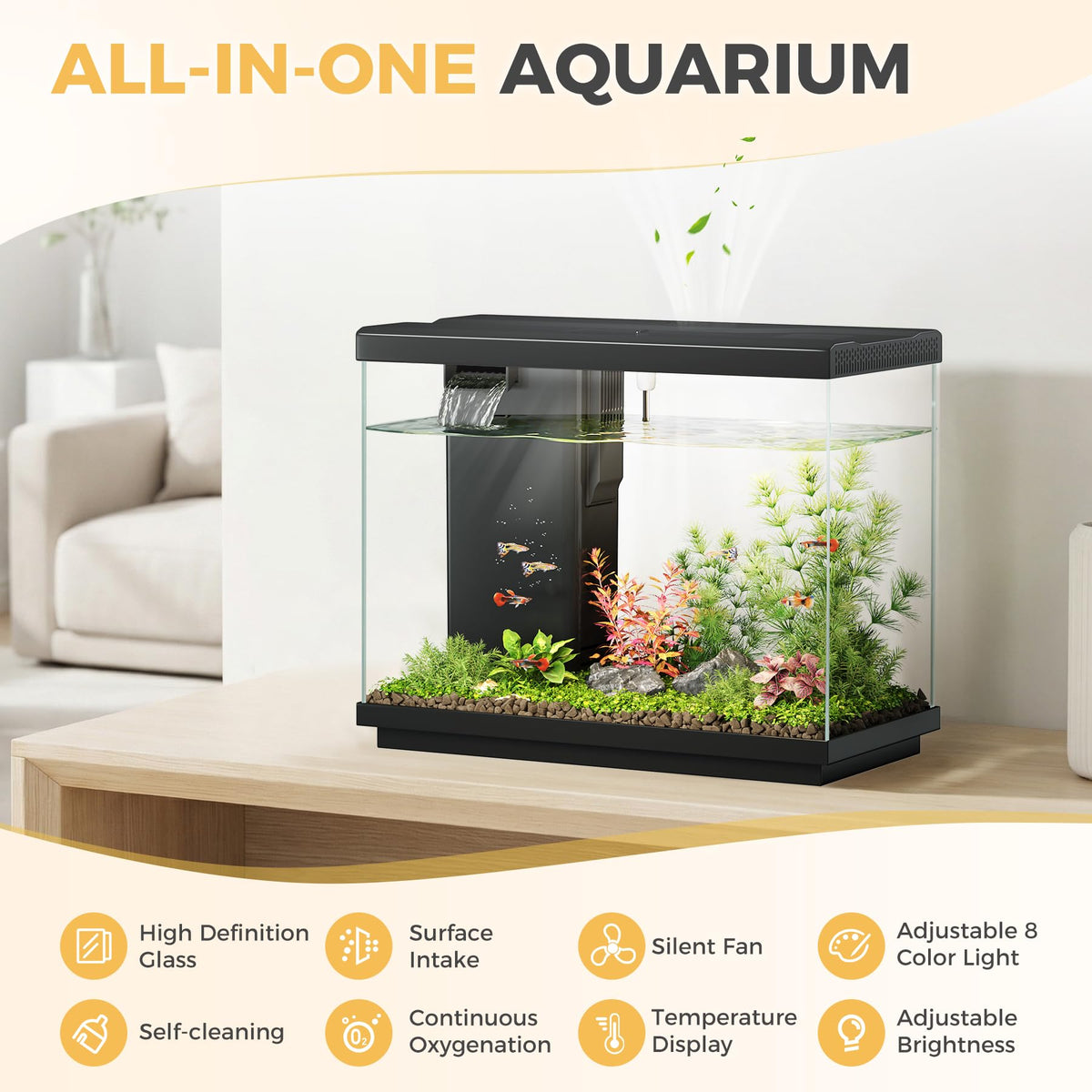 2.2 Gallon Small Black Fish Tank O6969