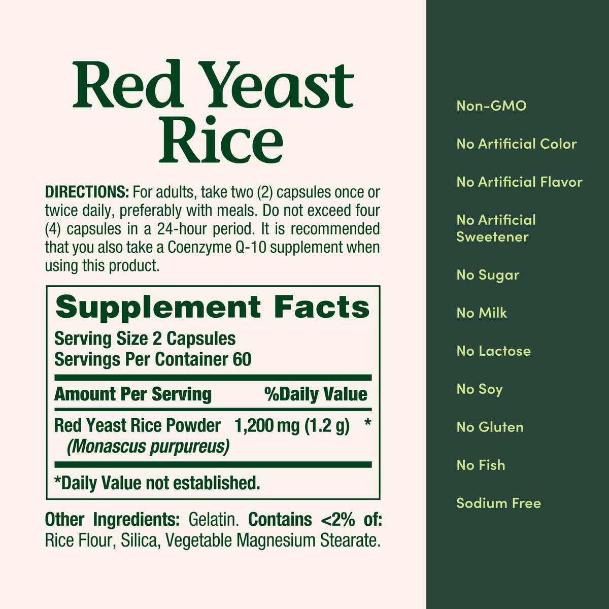 Red Yeast Rice Herbal Supplement O47811