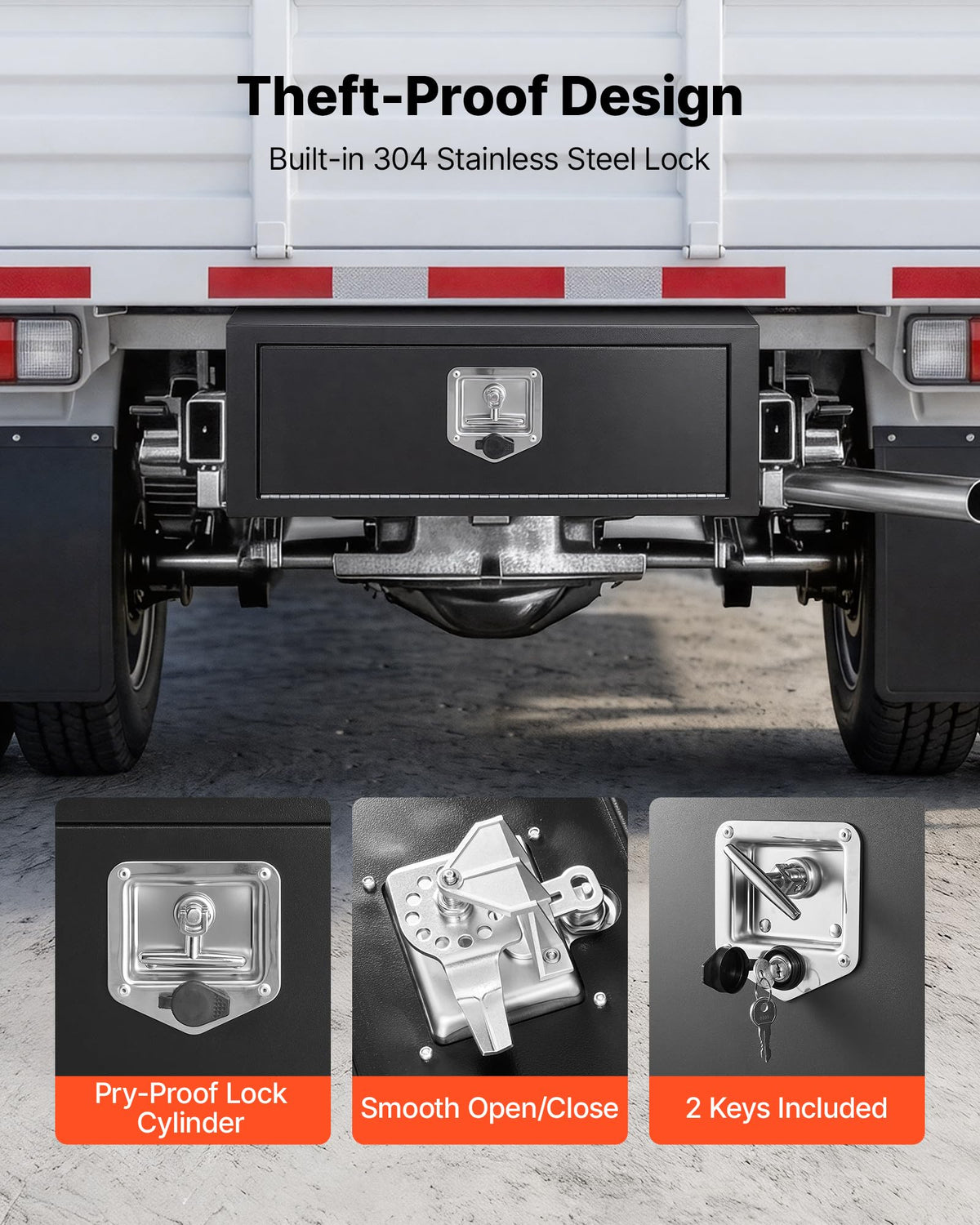 Underbody Truck Tool Box 27 x 10 x 10 Inch Heavy Duty Steel with Lock & Keys Black M175