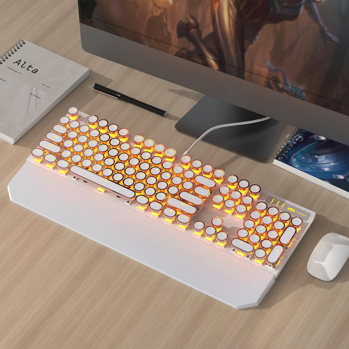 Wired Mechanical Gaming Keyboard with Magnetic Wrist Rest A299