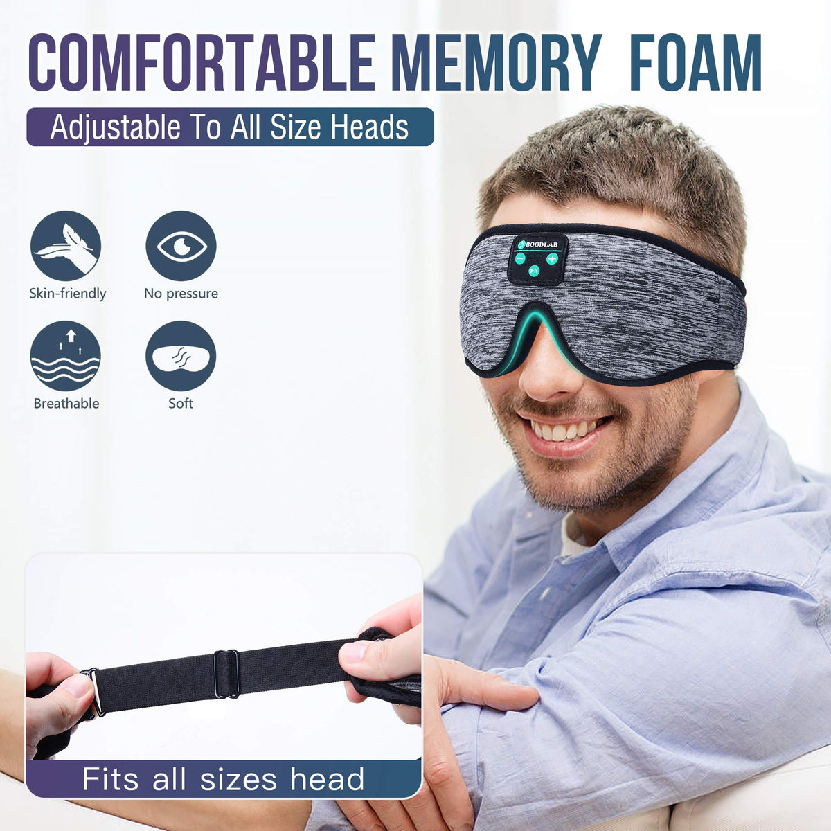 3D Sleep Mask with Bluetooth Headphones E512