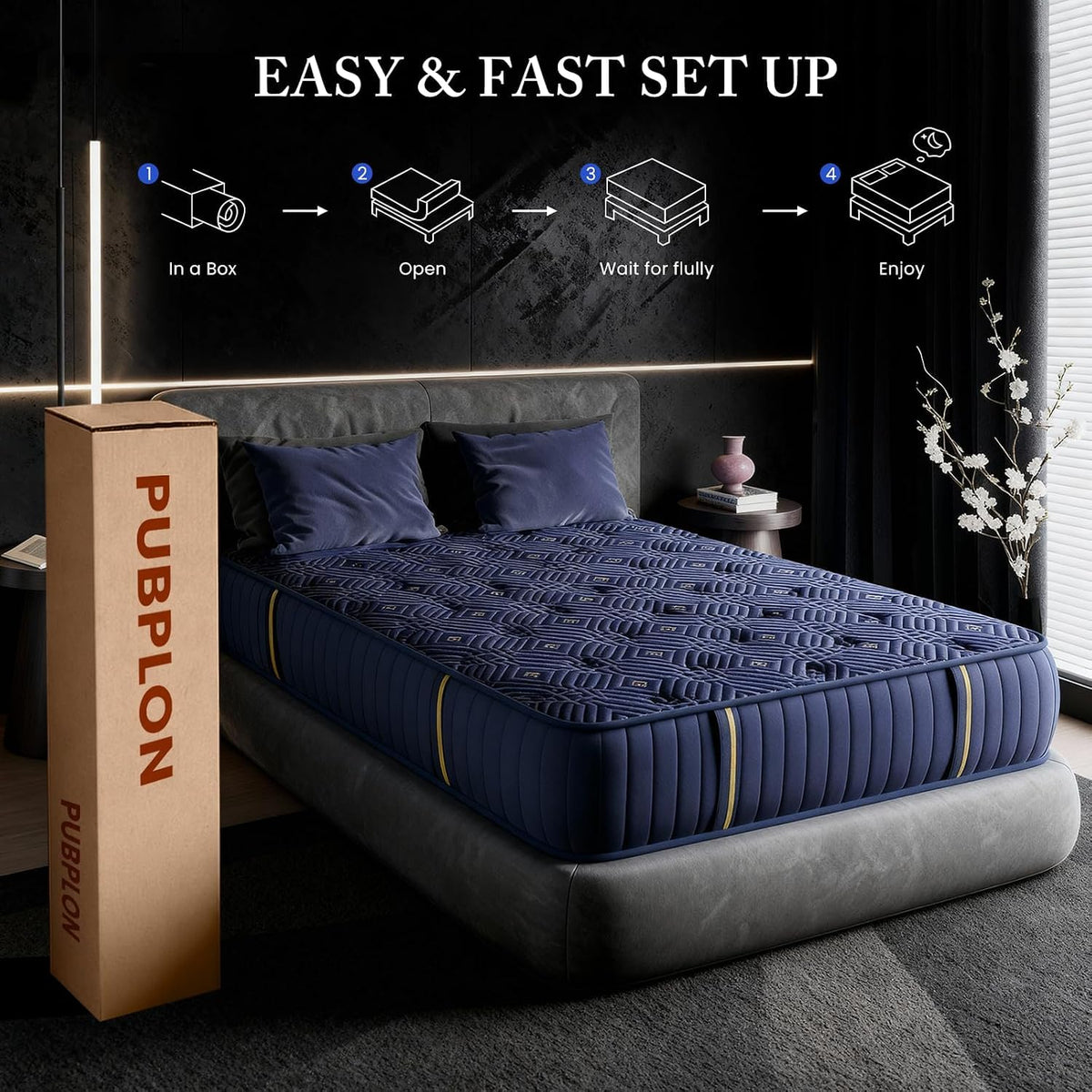 Full Size 12 Inch Medium Firm Gel Memory Foam Mattress O225530